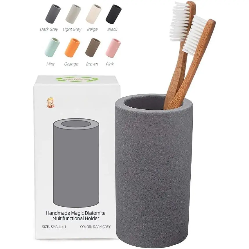-Drying Diatomite  Holder - Bathroom Countertop Organizer Stand for , Makeup Brushes, Razors & Accessories (Dark Grey)