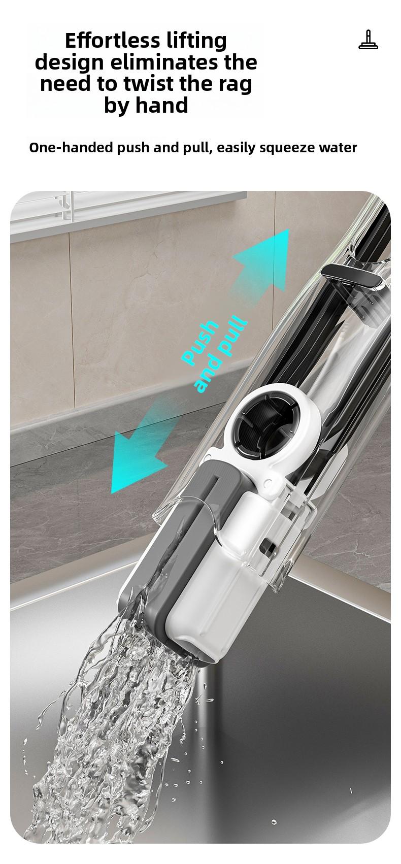 Mini Lazy Mop No-Wash Sponge Mop for Home & Kitchen Portable Cleaning Small Mop Hands-Free Design Strong Water Absorption Remove Stains and Stains One Drag and Clean One-Handed Grip Clean and Hands-Free