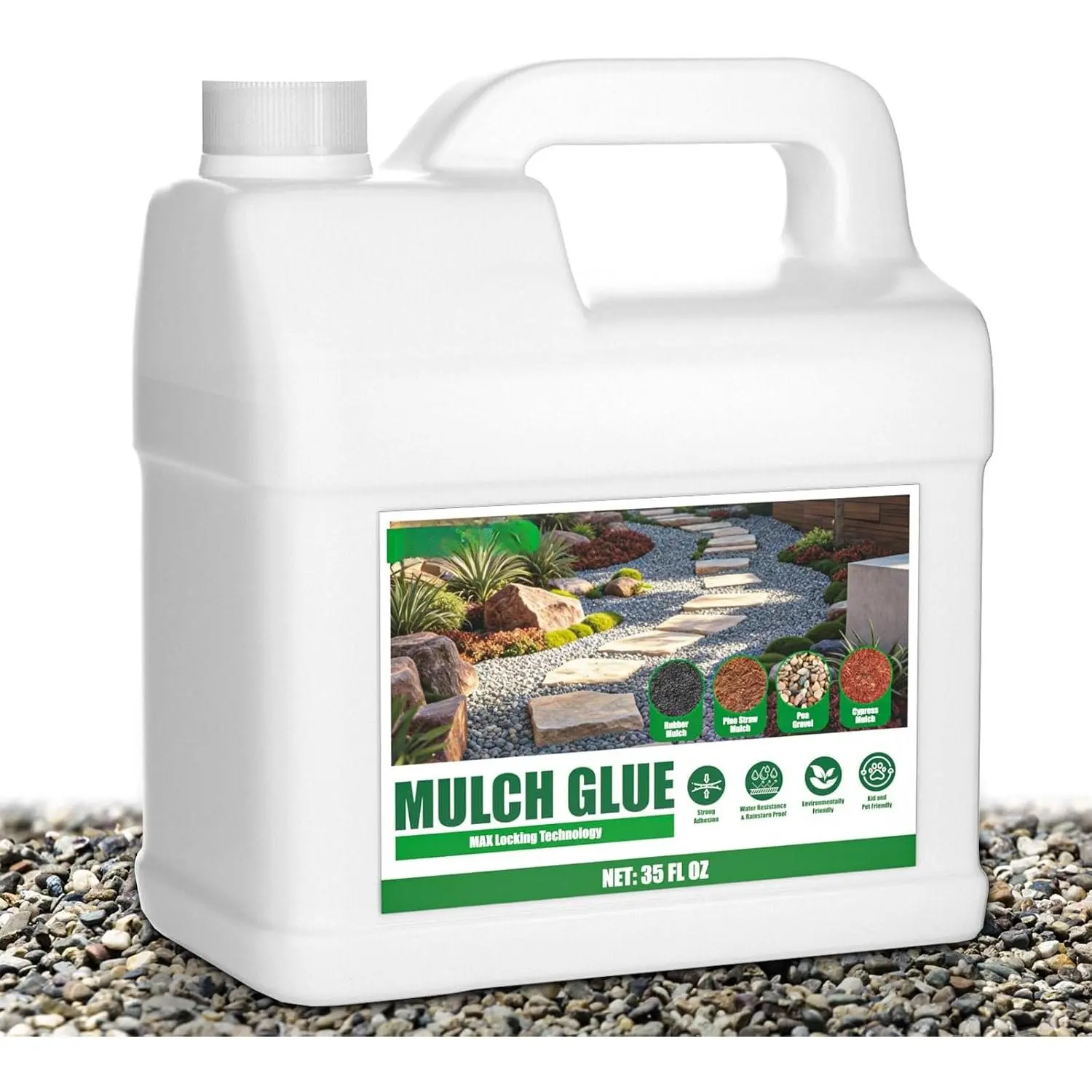 Mulch Glue for Landscaping, 35 OZ Rock Glue for Pea Gravel Stabilizer | -Dry &  Weather-Resistant Gravel Binder, Pine Straw Outdoor  Pebble Gravel Hold for Garden