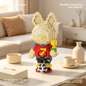7-Number Football Bear 3D Puzzle Building Blocks Decorative Piece, Ideal Gift for Holidays, Home & Party Decoration, Handmade Craft
