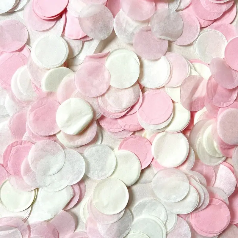 5700 Cream Round Paper Confetti, 1 Inch Cotton Candy Tone, Wedding Shower Party, Birthday, Graduation, Engagement Decorations, Party Supplies