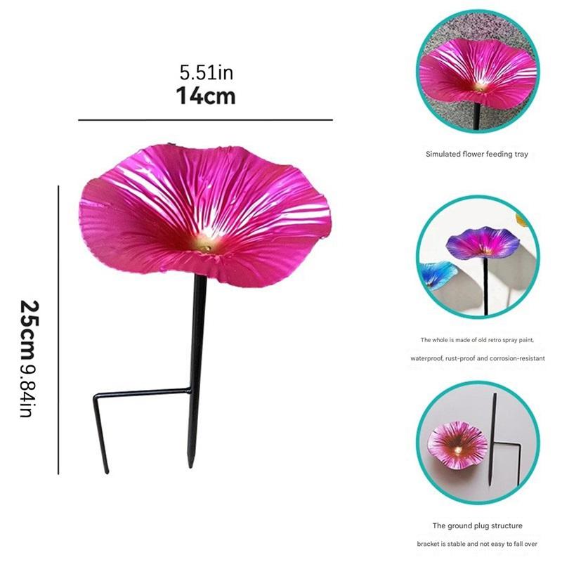 Bird Bath Stake Bowl Flower Shape Bird Feeder Plate Garden Bird Bath Tray for Outdoors Yard Patio Decor