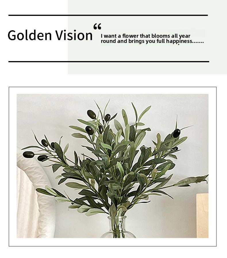 4-pronged artificial olive leaf, artificial green plant with fruit, olive branch, green tree branch