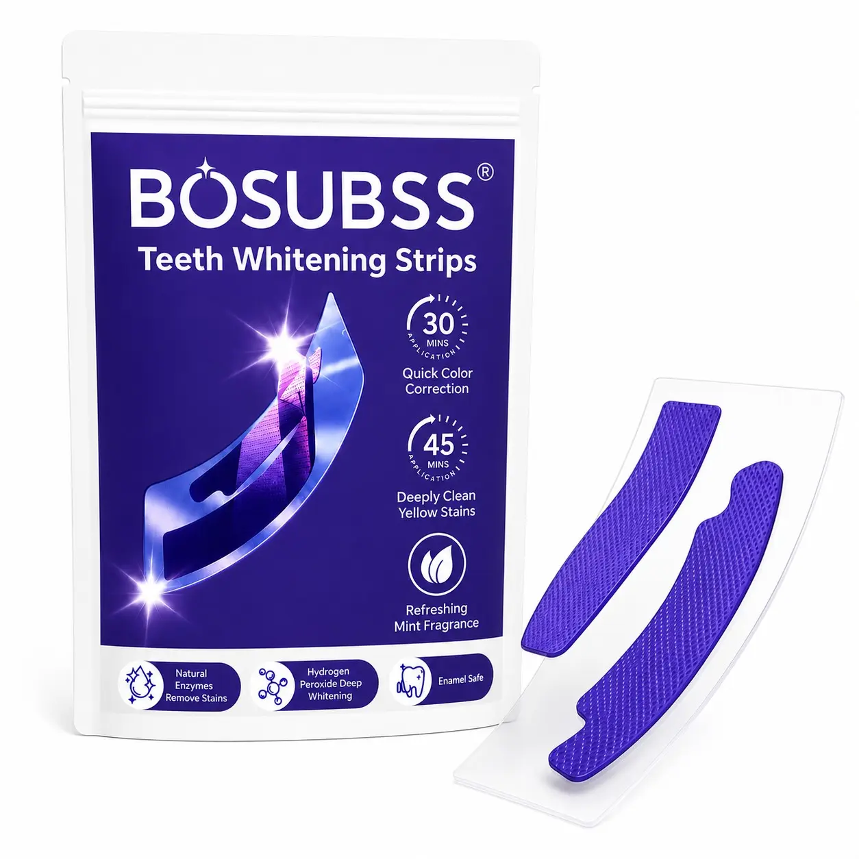 7 Pairs Smile Care Strips, Upper & Lower Oral Beauty Strips, Flexible Fit, Easy-Peel Design, At-Home Smile Routine