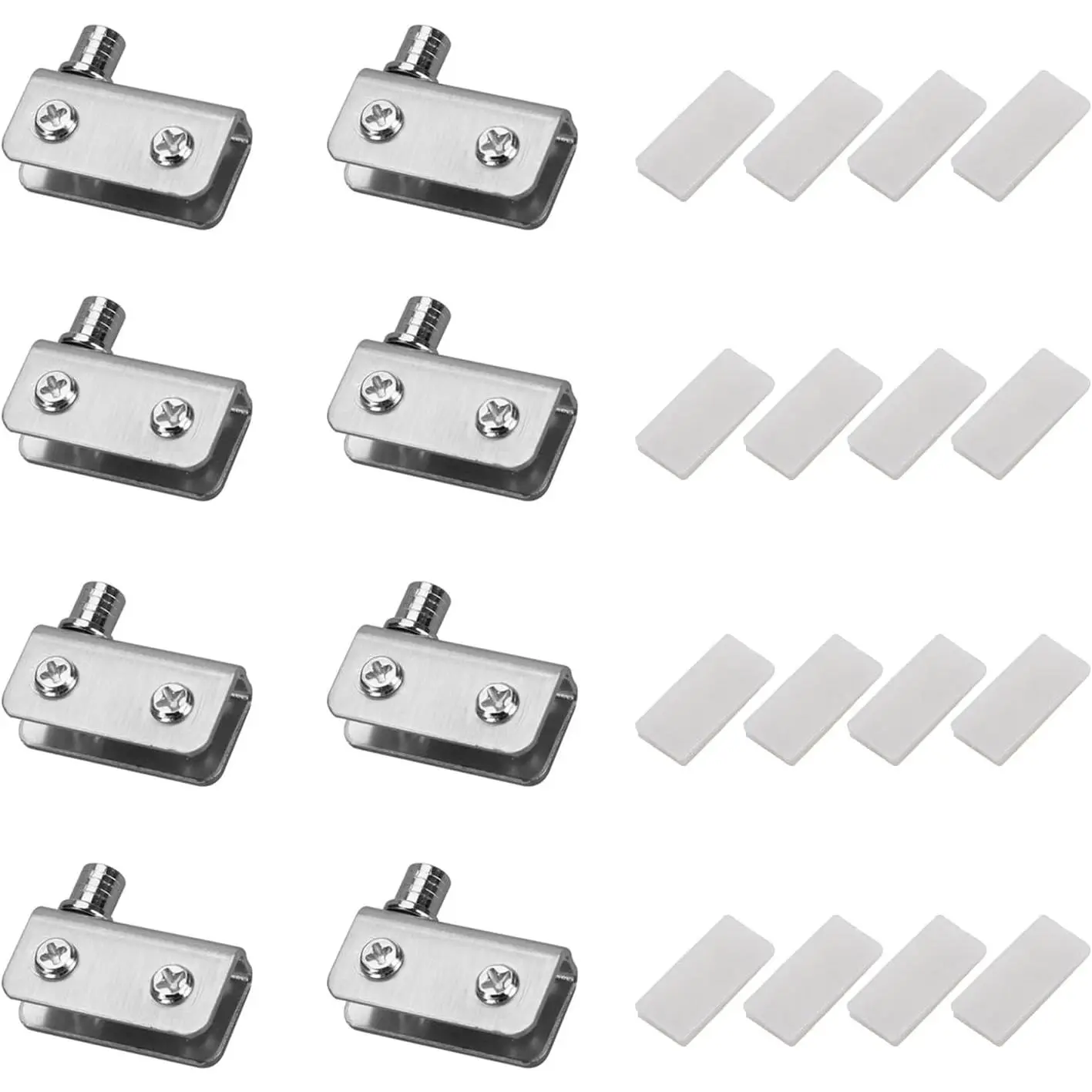 4 Pair Stainless Steel Glass Door Pivot Hinge,  Hinges for 5-8mm Thickness Glass Door Cabinet Doors Bathroom Doors (40x10x20mm)