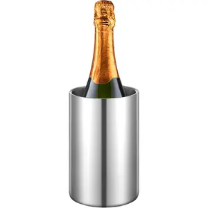 Wine Chiller Bucket Stainless Steel Wine Chiller Bottles for 750 ml Insulated Double Layer Bucket Cooler for Parties Bar(1 Pcs)
