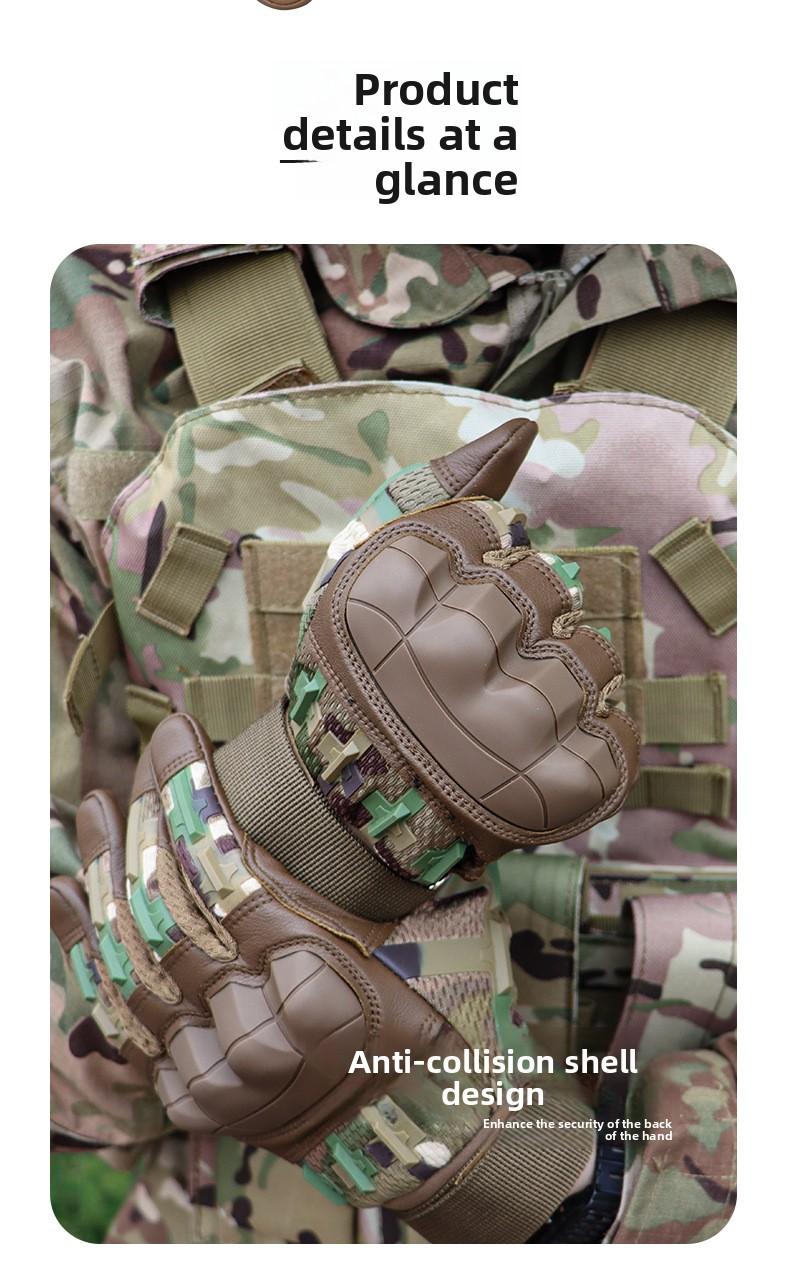 Five-finger touch screen tactical gloves, outdoor sun protection, anti-slip, motorcycle impact-resistant combat gloves