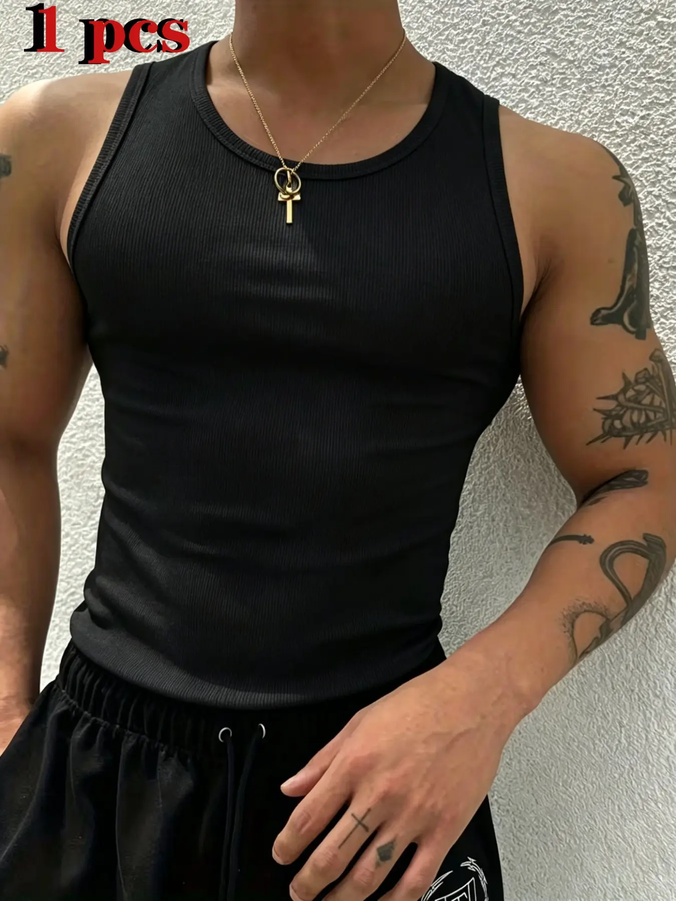 Men's Moisture-Wicking Quick-Dry Slim Fit Sport Vest, Plain Color Round Neck, Breathable Fabric, Ideal for Fitness & Daily Wear, Sweat Wicking Vest