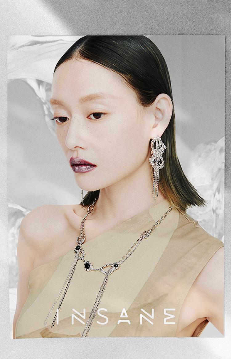 Copper alloy earrings, Tyndall series, multi-layer disc chain long fringed stud earrings INSANE niche original design