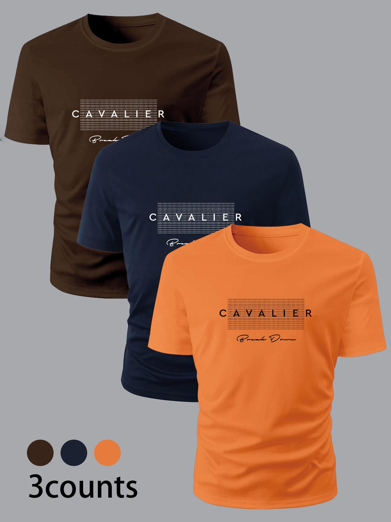 Men's Letter Print Round Neck Tee, Regular Fit Casual Short Sleeve T-shirt, Men's Summer Top for Daily Wear, Gym Tees, Athletic T Shirt