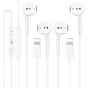 2 Pack Wired Headphones for  Earbuds -in Microphone & Volume Control Nosie Reduction Headsets Compatible with  14/13/12/11/XR/XS/X/8/7/SE/Pro/Pro Max/Support  iOS System