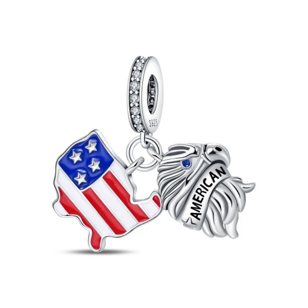 925 Sterling Silver Bald Eagle Charm Patriotic American Jewelry Pendant DIY