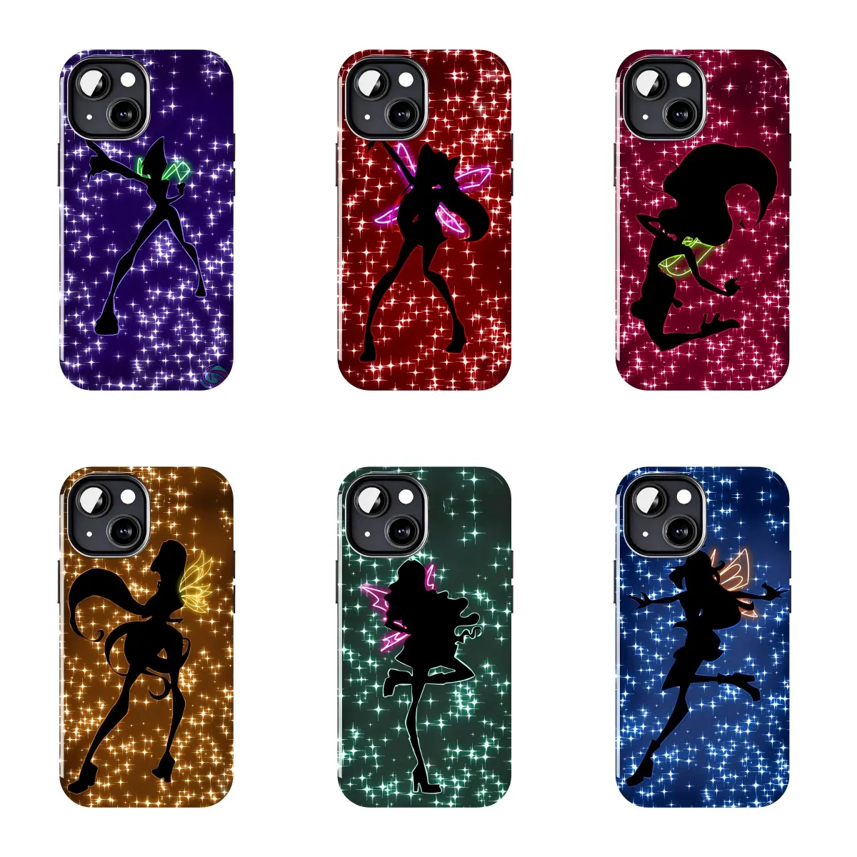 Winx Club Starry Neon Fairy Phone Case Suitable for iPhone 17-11 Pro Max/Plus and  Samsung Galaxy S23-25