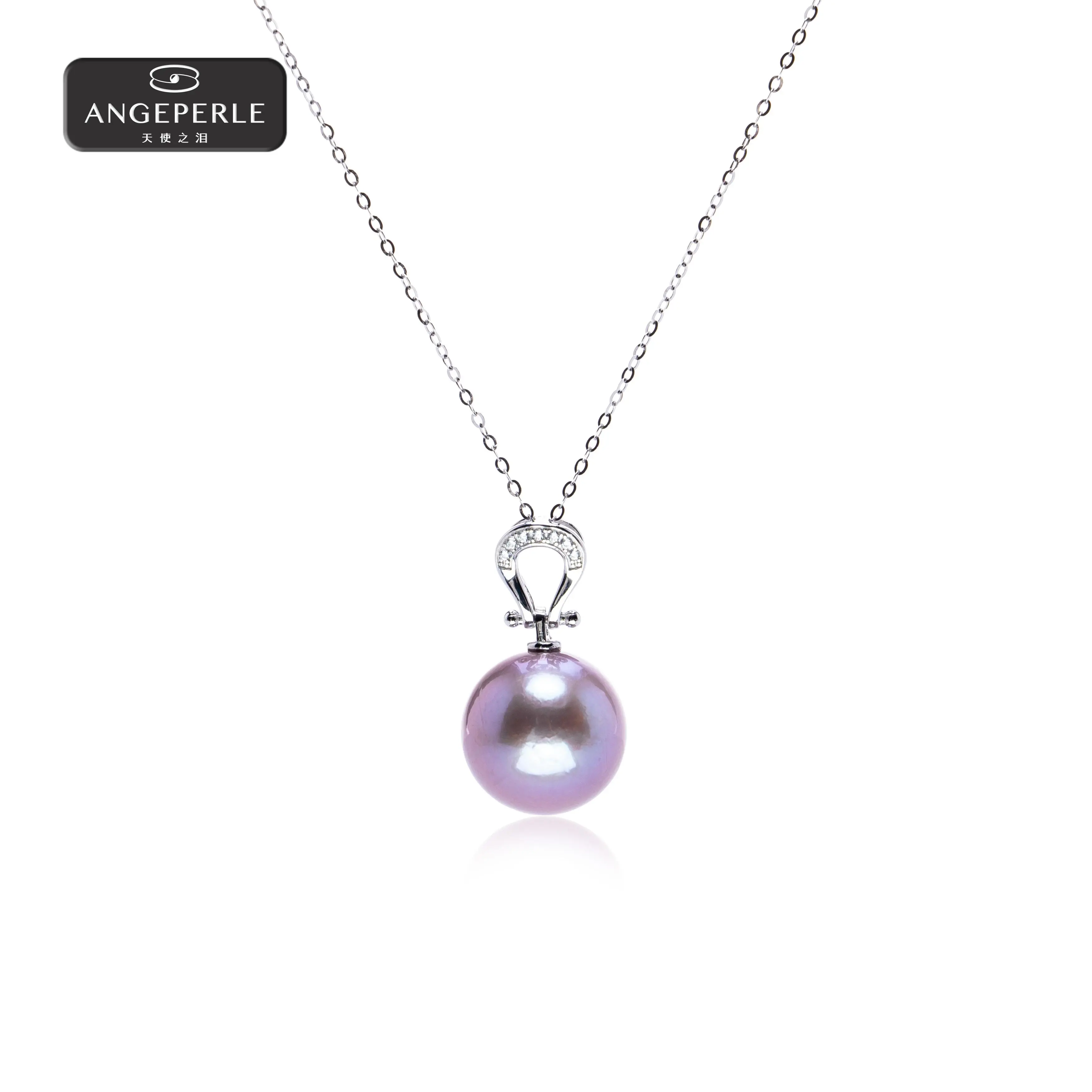 ANGEPERLE S925 Silver Freshwater Edison Pearl Pendant 13-14mm TSJ10X