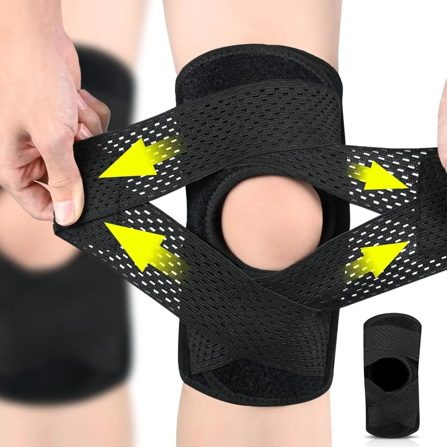 Knee Brace with Side Stabilizers for Meniscal Tear Knee Pain ACL MCL Arthritis Injuries Recovery, Breathable Adjustable Knee Support for Men and Women