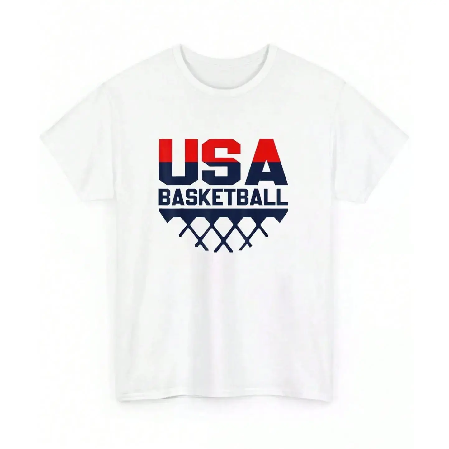 Men's USA Team Sports Basketball Vintage Unisex White Crew Neck Cotton Shortsleeve Top