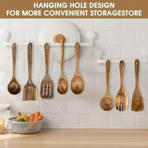 8-Piece Wooden Kitchen Utensil Set with Natural Stirring Spoon and Non-Stick Tools, Handmade Cooking Must-Haves for Kitchen Enthusiasts, Perfect Gift for Mother's Day, Father's Day, Christmas and Thanksgiving