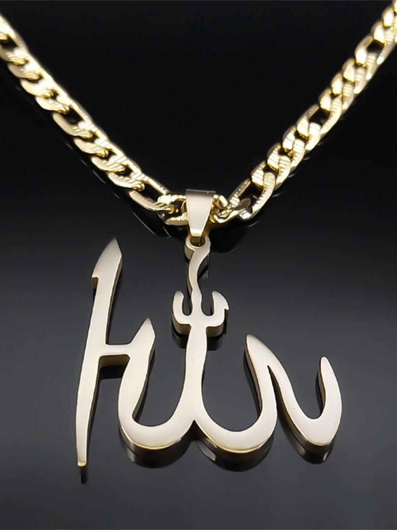 Arabic Allah God Pendant Necklace for Men & Women, Stainless Steel Jewelry for Party, Daily Clothing Decor, Trendy All-match & Exquisite Jewelry for Birthday Gift, Ankh Necklace