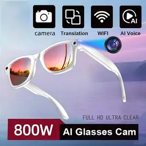 Multifunctional AI Smart Glasses with 8MP Camera & AI Voice Assistant - Hands-Free 1080P Video Recording Bluetooth Glasses,Real-Time Translation, Bluetooth Music, Photochromic Lenses for Outdoor Travel,Open-Ear Audio Wearable Chargeable