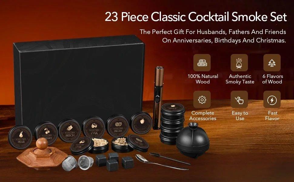 THE WELL KEPT 23Pcs Whiskey Smoker Kit with Torch-12 Wood Chips, Ice Ball Molds, Cocktail Infuser Kit, Old Fashioned Drink Kit, Birthday Bourbon Whiskey Gifts Valentine's Day Gifts for Men,Husband,Dad THE WELL KEPT 23Pcs Whiskey Smoker Kit with Torch-12 Wood Chips, Ice Ball Molds, Cocktail Infuser Kit, Old Fashioned Drink Kit, Birthday Bourbon Whiskey Gifts Valentine's Day Gifts for Men,Husband,Dad