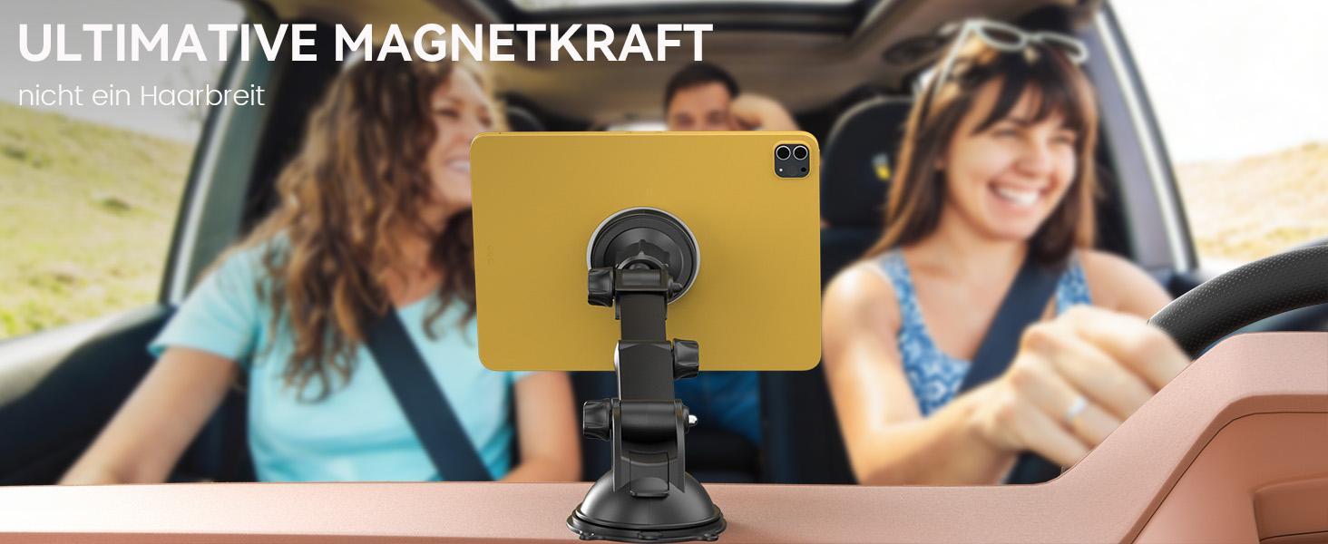 OHLPRO Magnetic Tablet Holder Car, 360° Rotating Car Mount, Telescopic Arm, Washable Suction Cup, Tablet Mounts for Dashboard, Windscreen, Compatible with 5-13 Inch iPad Smartphones