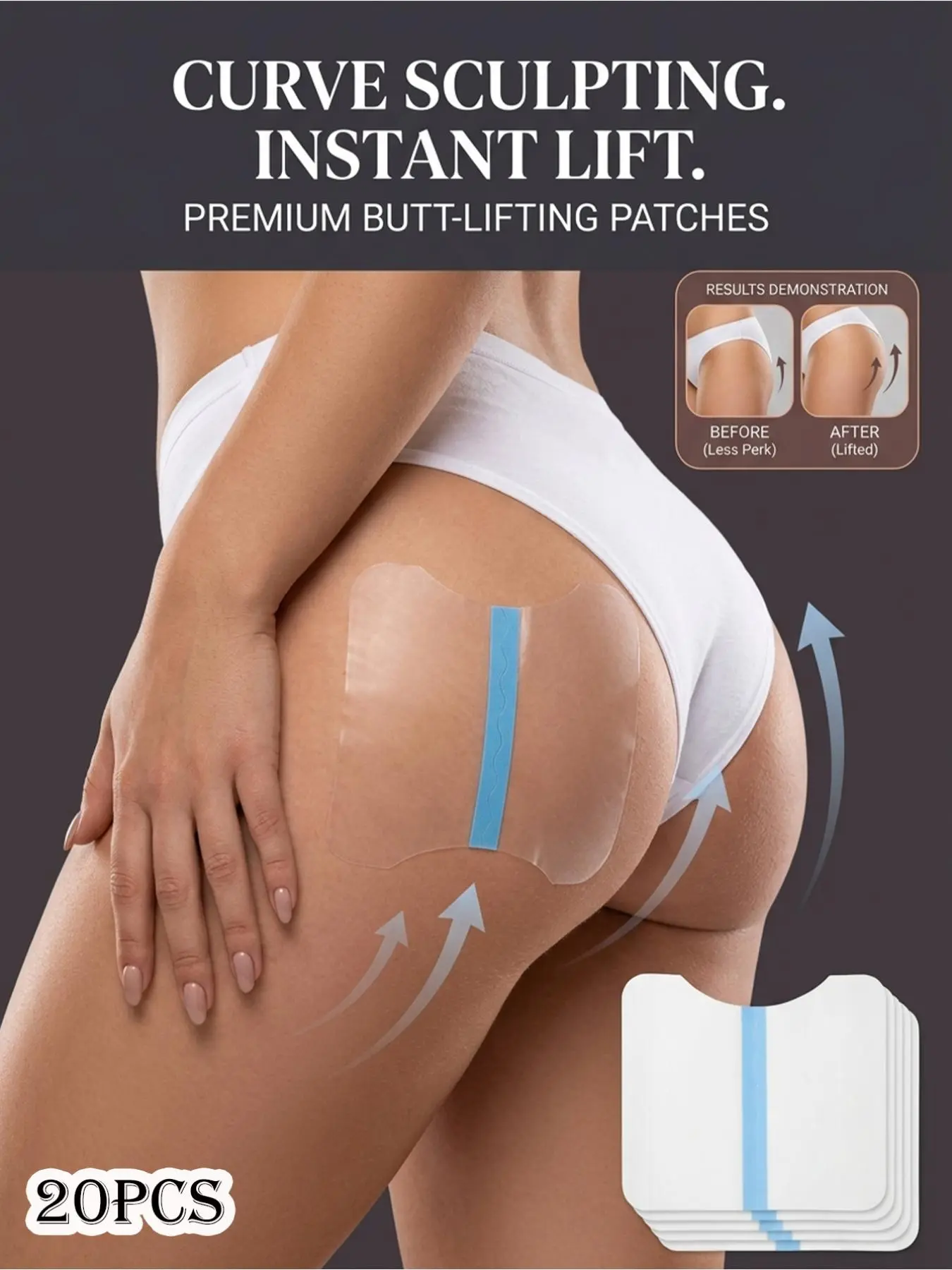 20 pieces of women's summer disposable buttock-raising pads, invisible buttock-raising pads, designed to create a plump and lifted buttocks, prevent the buttocks from sagging, and provide a firm and shaped buttock-raising invisible patches.