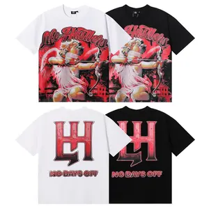Life Hustlers Cupid Angel Graphic Tee – Unisex Oversized Streetwear T Shirt, Red Angel Print Short Sleeve, Casual Hip Hop Summer Top, TikTok Trendy Outfit for Men and Women