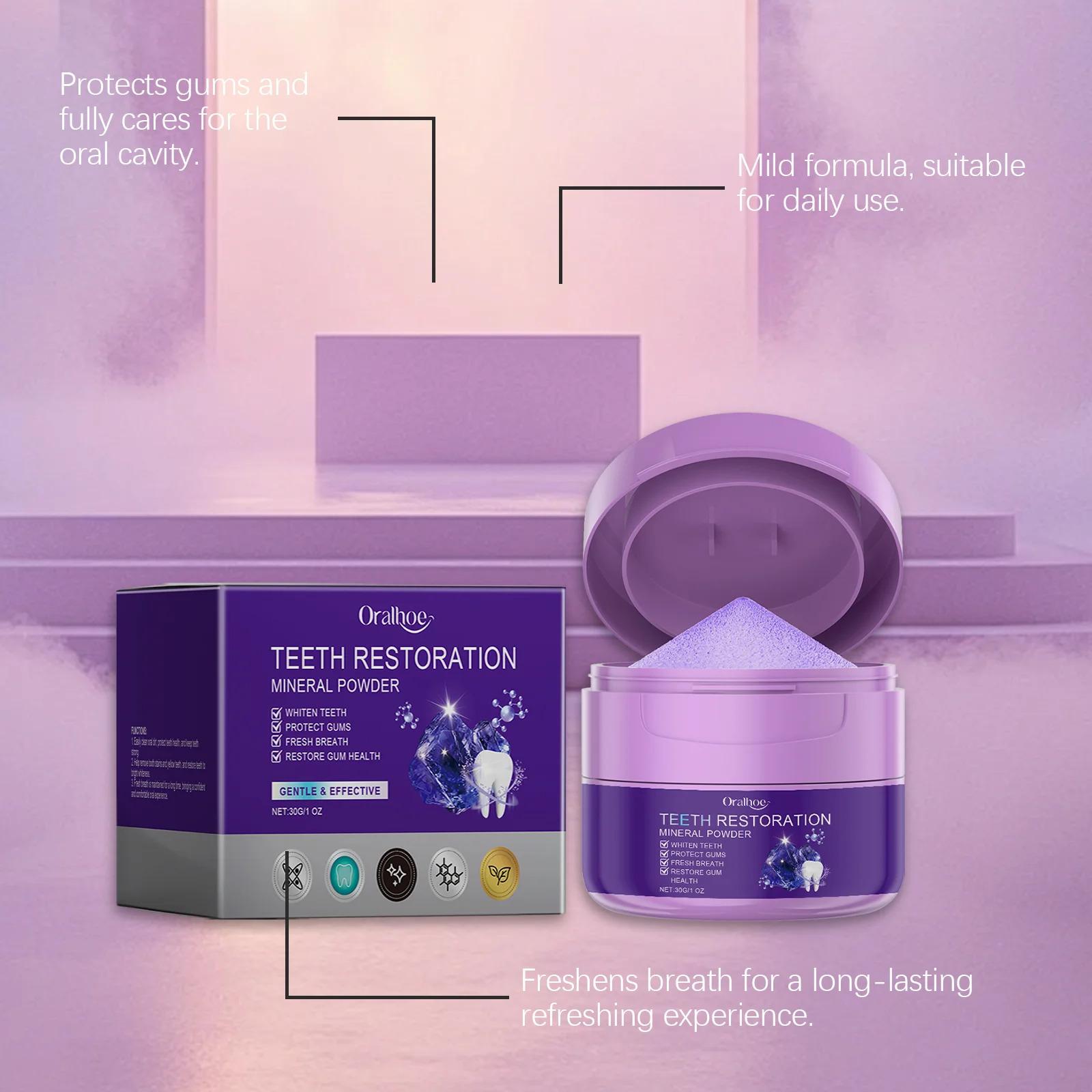 Gentle Purple Teeth Whitening Powder - Teeth Stain Cleaner for Sensitive Gums, Daily Oral Care, Brightening, Anti-Decay, Bad Breath Removal, Gum Strengthening, Non-Irritating Bleaching Alternative, Restore Radiant Dental Clean