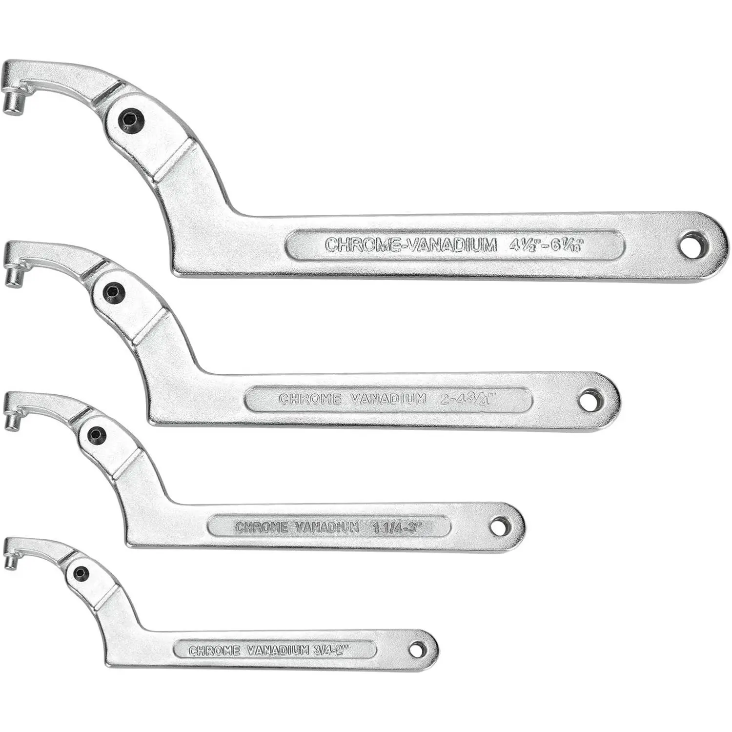 4 count Spanner Wrench Set, Adjustable C Pin Spanner Hook Wrench Tool for Machine Tools, , Mechanical Equipments,Round  (4pcs Round )