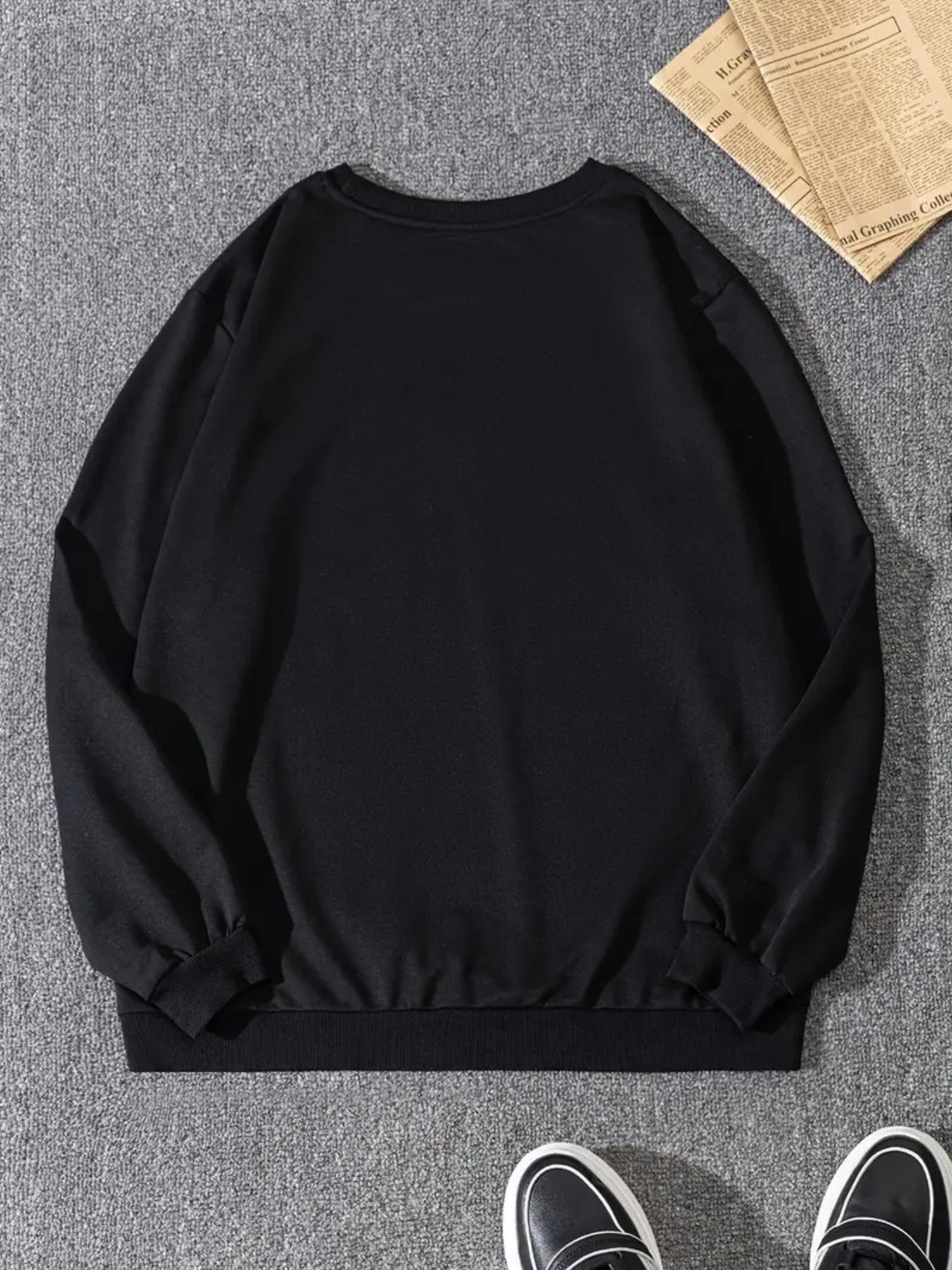 Women's Cherry Print Crew Neck Sweatshirt, Fashion Casual Long Sleeve Pullover for Fall & Winter, Women's Clothes for Daily Wear