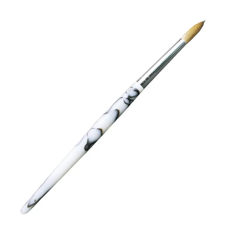 Round Head Acrylic Nail Brush, Base Stripe Acrylic Handle, Ideal for Crystal Powder/3D Embossing, Professional Manicure Tool
