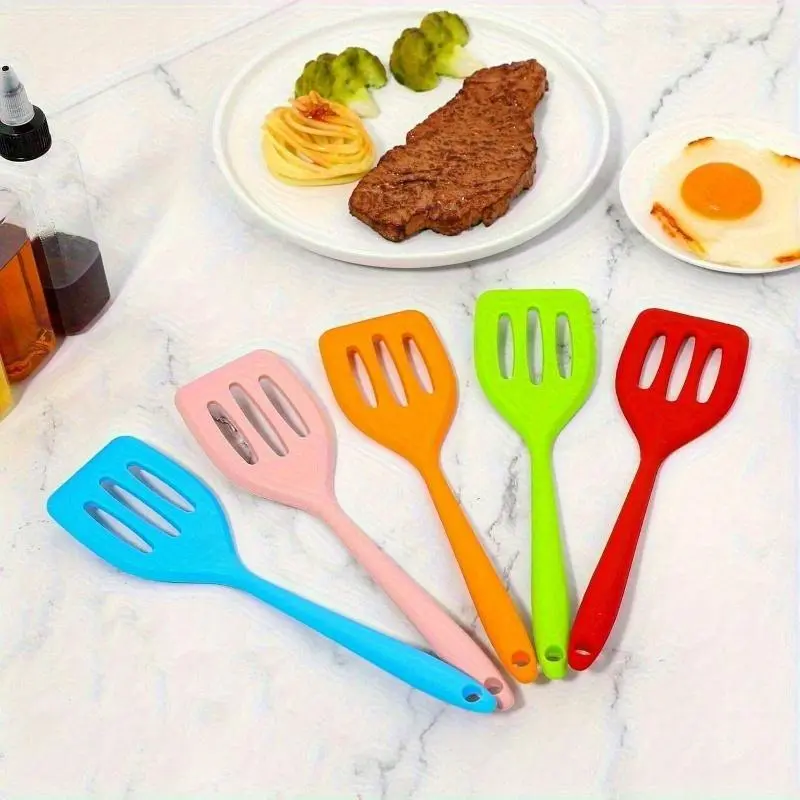 2pcs Mini Silicone Spatula Turner Set - Heat Resistant, Anti-Adherent, Non-Adhesive, Dishwasher Safe - Color-Coded Plastic or Silicone Cooking Turners for Fish, Egg Preparation