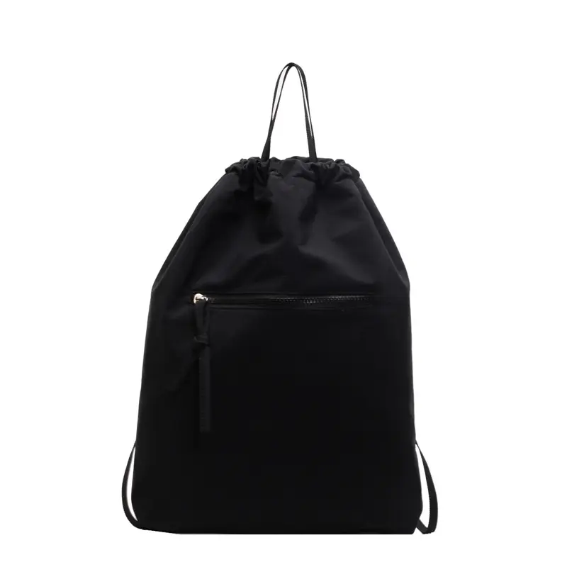 Polyamide Lightweight Drawstring Gym Backpack, Water-Repellent, Sweat-Resistant Gym Sack with Outer Zip Pocket for Sports, Fitness