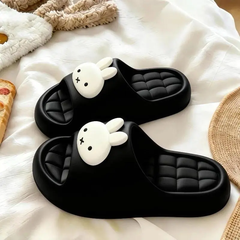 Kawaii Miffy EVA Thick-Sole Slip-On Footwear - Cute Bunny Head, Non-Slip, Soft Indoor-Outdoor Summer Cloud-Feeling Slippers for Felt Craft Enthusiasts