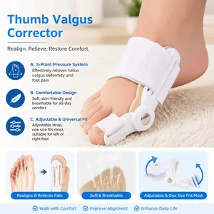 Adjustable Foot Corrector with Toe Separator, Breathable & Skin-Friendly Sleeve for Sleep & Daily Use, Full-Foot Support for Bunions, Hallux Valgus Relief, Lightweight Portable Orthotic Device