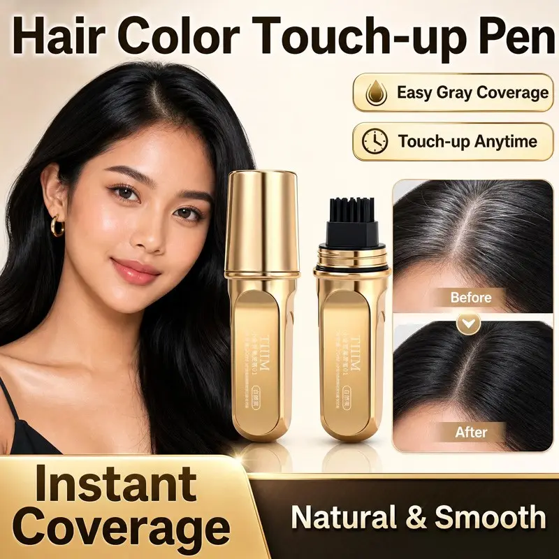 Luxury Mini Gold Pocket Hair Concealer Stick With Comb Two Natural Hair Shades Neatly Cover Grey Hair On Hairline Temples For Daily Styling And Temporary Banquet Makeup Root Touch Up Hair Coverage