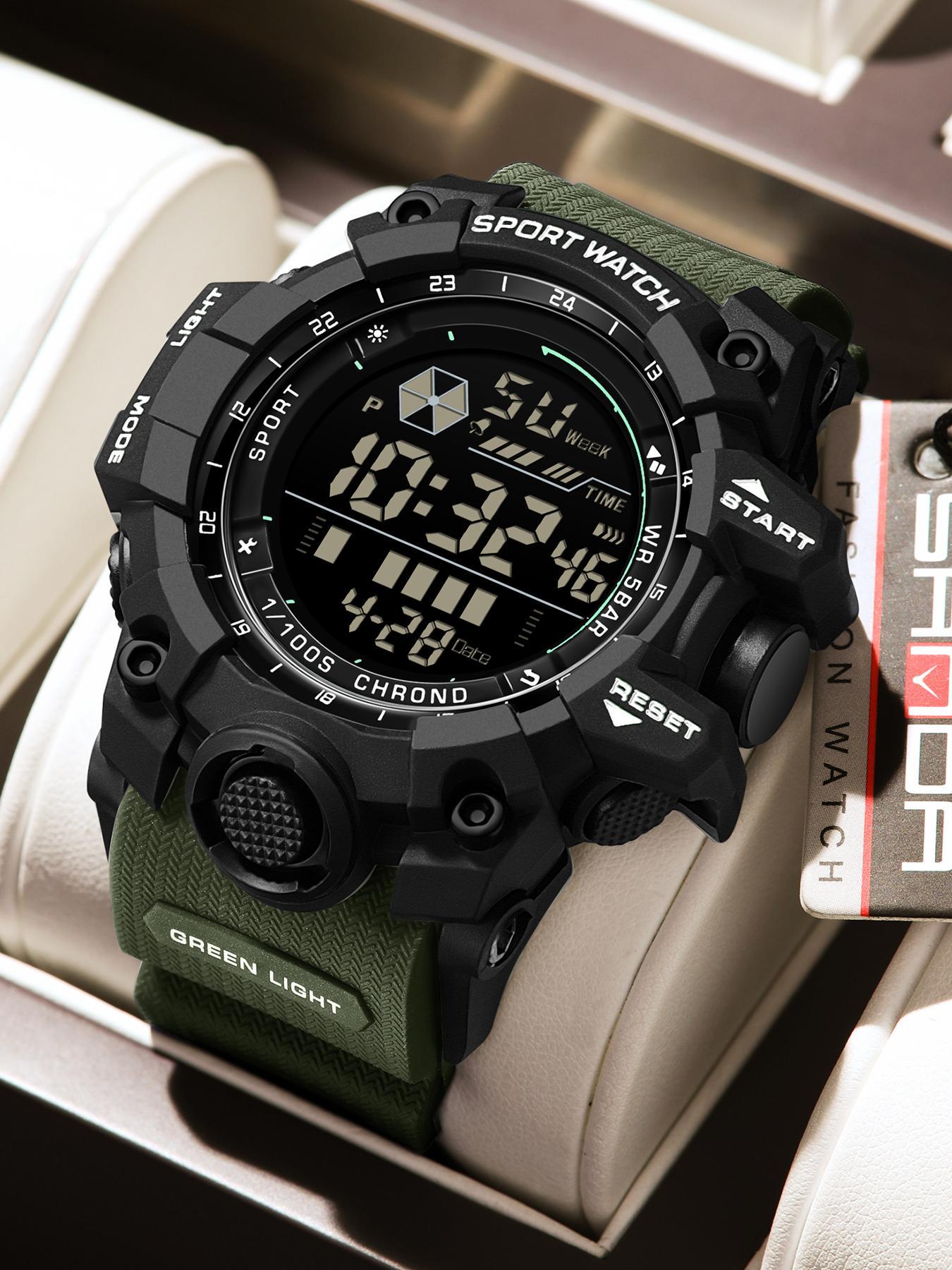 Men's Sportive Digital Watch, Fashionable Digital Watch with Luminous Dial & Alarm Mode, Modern Waterproof Watch, Water Resistant Watch with Digital Display for Men, Sporty Waterproof Watch, Sports Digital Watch, Fashionable Stylish Watch