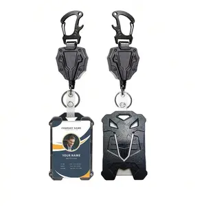2pcs ID Badge Holder with Easy-to-remove Buckle, 1 Count Cool Retractable Reel with Card Holder, Identification Badges & Supplies for Office School Hospital, Badge Reels, Retractable Badge Holders