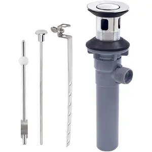 Pop-up Sink Drain Stopper with Lift Rod -  Bathroom Sink Drain Kit for Lavatory &  Sink with Overflow, Fit   Drains (Chrome)