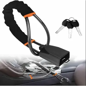 Car Steering Wheel Lock, Anti-Theft Car Wheel Lock, Universal Car Security Lock with 3 Keys and Seat Belt Buckle Lock Design, Automotive Car Accessories for Most Vehicles