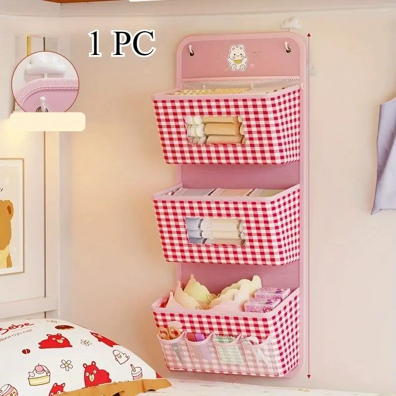 1 piece wall-mounted hanging storage bag with mesh bottom, suitable for underwear, socks, and small clothing items – portable fabric storage, essential for room organization enthusiasts