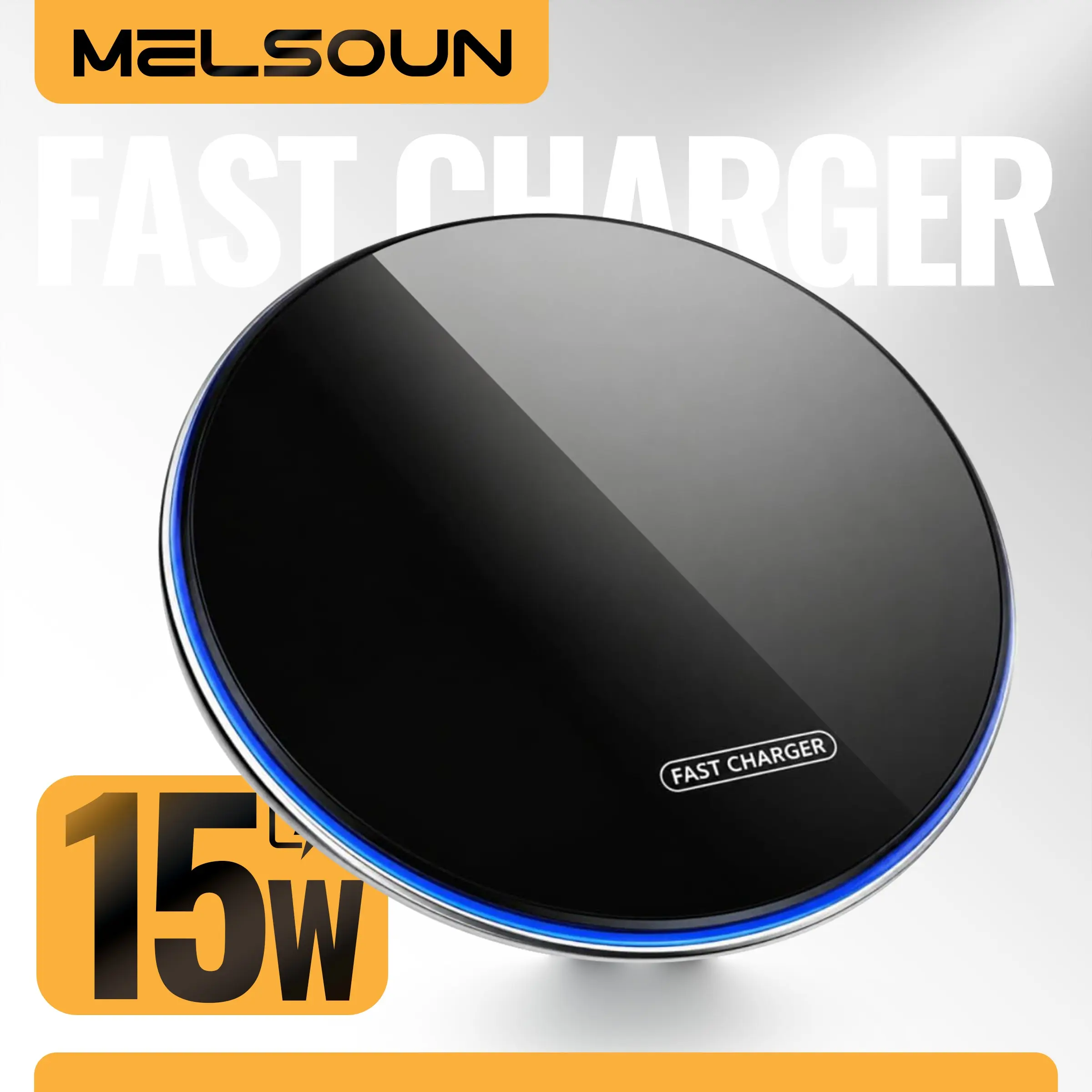 15w Wireless Charger for Apple Samsung Xiaomi, Universal Phone Mirror Ultra-Thin Round Disk Desktop Fast Charging, Model C88