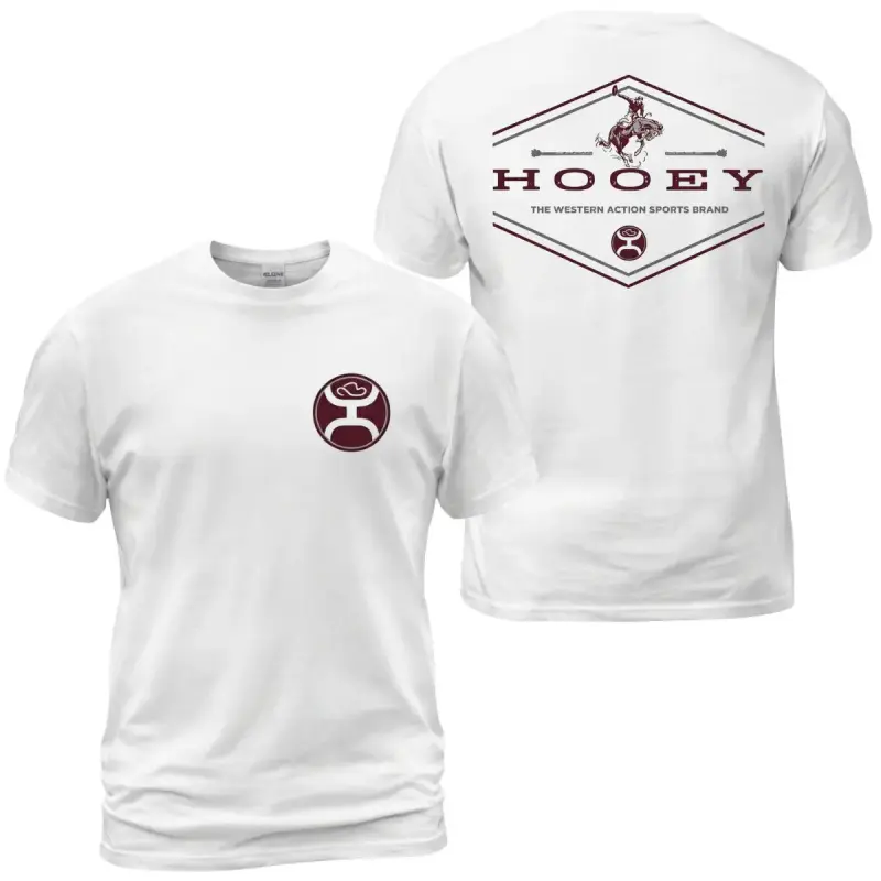 Hooey Western Action Short-Sleeve Casual Round Neck Men's T-Shirt - Rodeo Cowboy Graphic Tee, Bronco Rider Back Print, Front Circle Logo, Western Sports Ranch Clothes Gift For Men