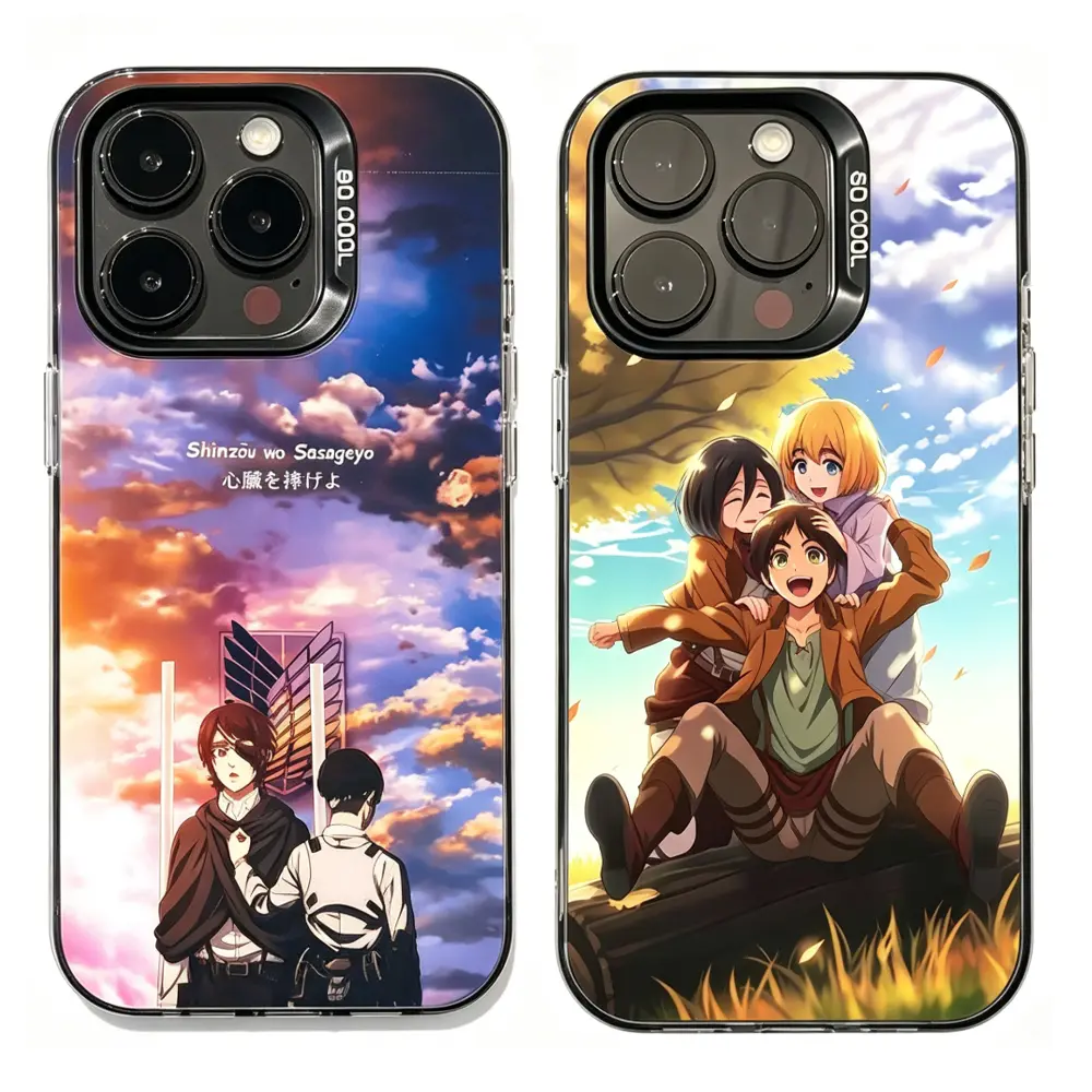 Attack on Titan Eren Mikasa Armin Printed Silicone Hard Phone Case - Durable, Shockproof Protection Accessory for iPhone 17 Pro Max,16,15,14 Plus & Samsung S23-S26, Anime Fan Gift