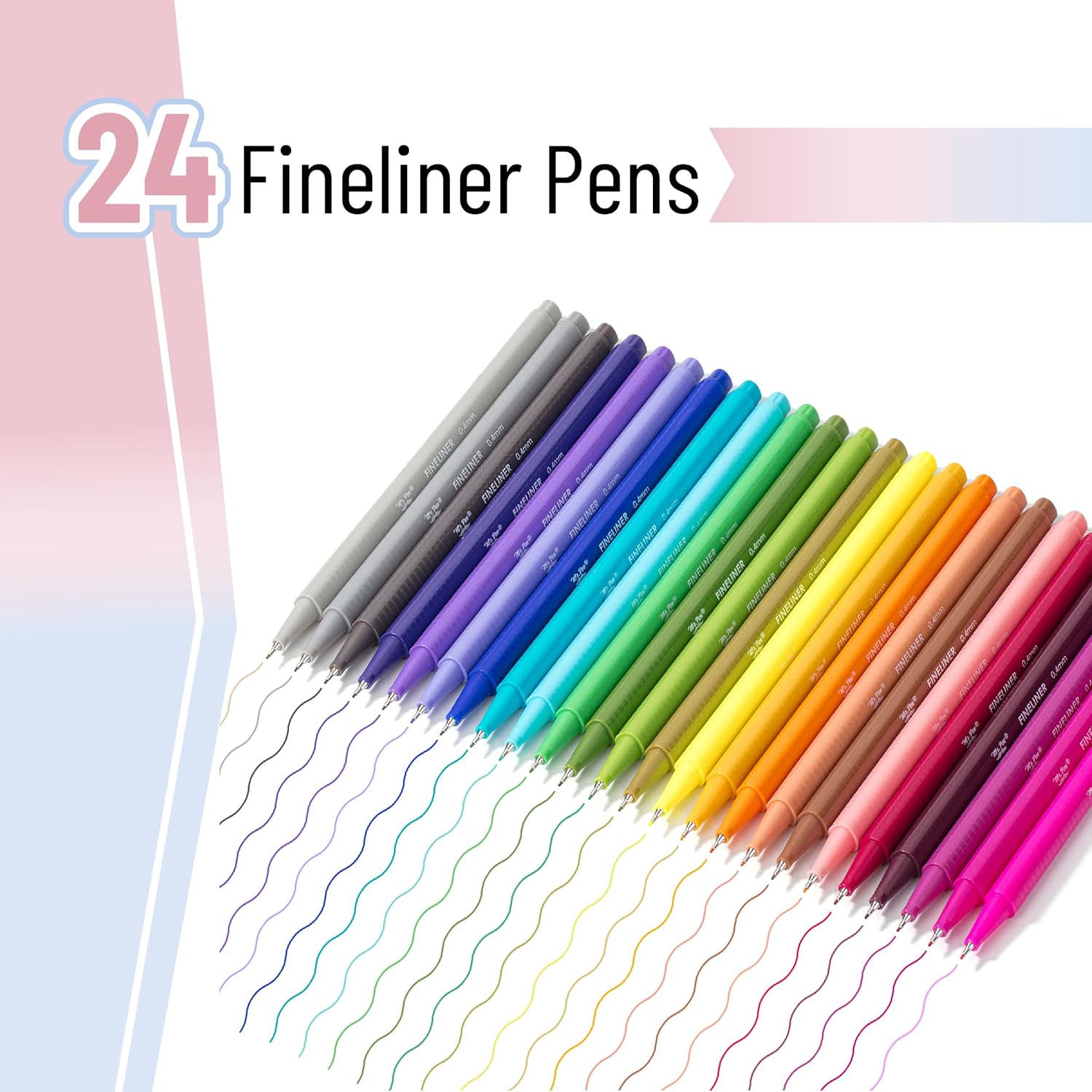 - Fineliner s Colored, 24 Pack,  Triangular Colorful , 0.4mm Fine Liner s