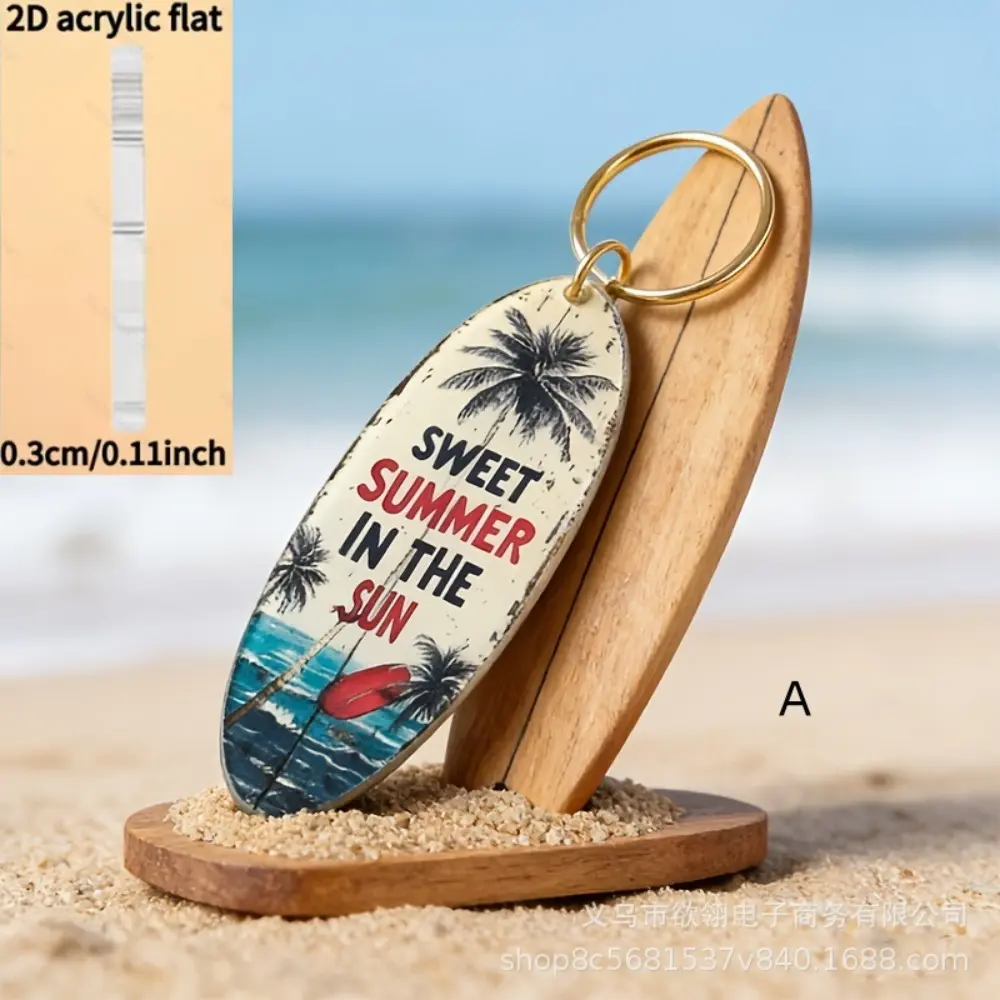 Resin Surfboard Keychain, Vintage Surf Theme Charm, Unisex Souvenir for a Beach Trip, Car Key Ring Pendant