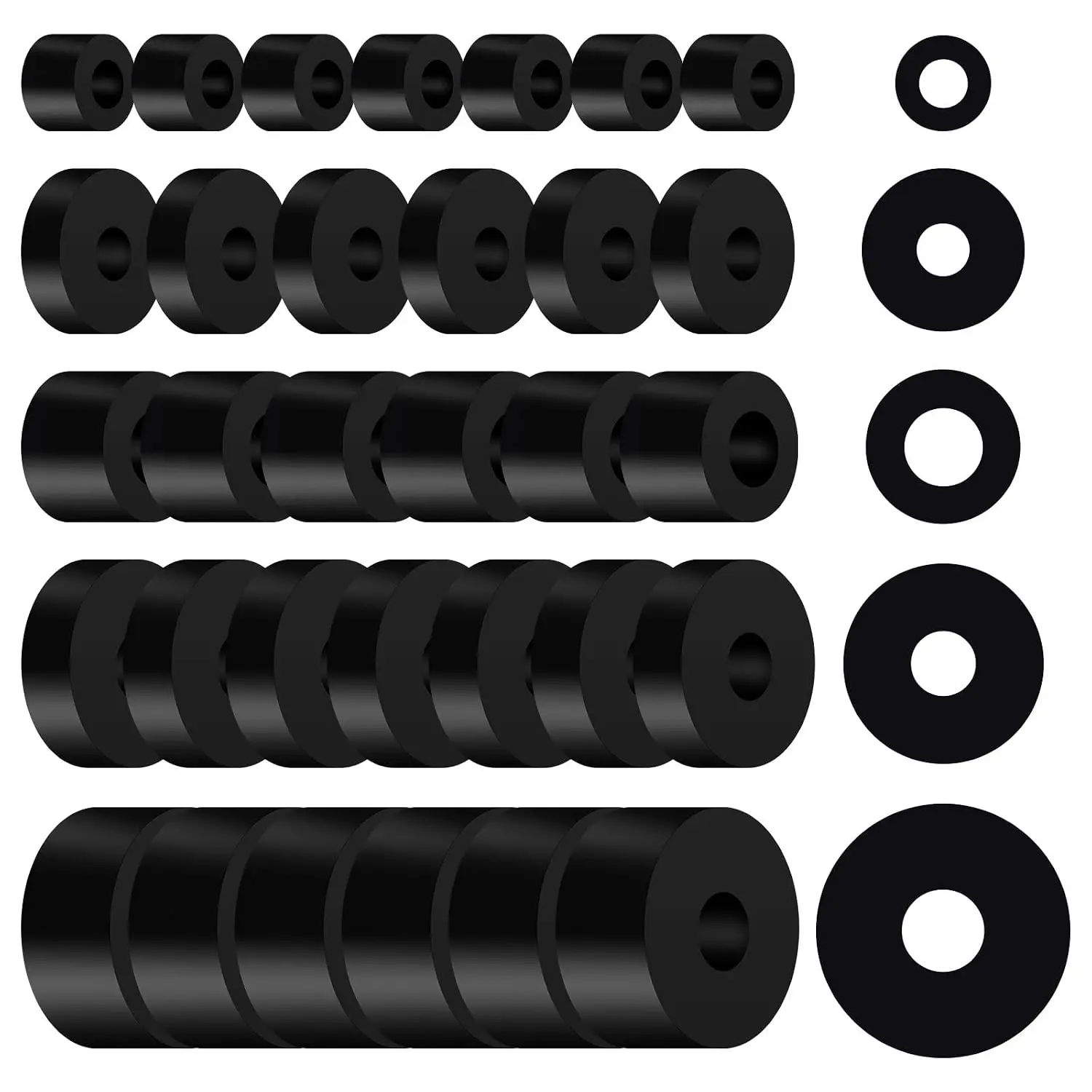 30 count Multi Purpose Rubber Spacer 5 Sizes Spacers Thick Washer Rubber Bushings Washers for Screws Anti Vibration Spacer Bushings Flat Washer