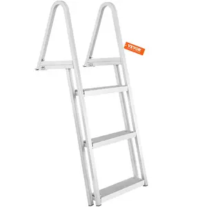 VEVOR Dock Ladder, Removable 3 Steps, 350 lbs Load Capacity, Aluminum Alloy Pontoon Boat Ladder with 4'' Wide Step Nonslip Mat, Easy to Install for Ship/Lake/Pool/Marine Boarding