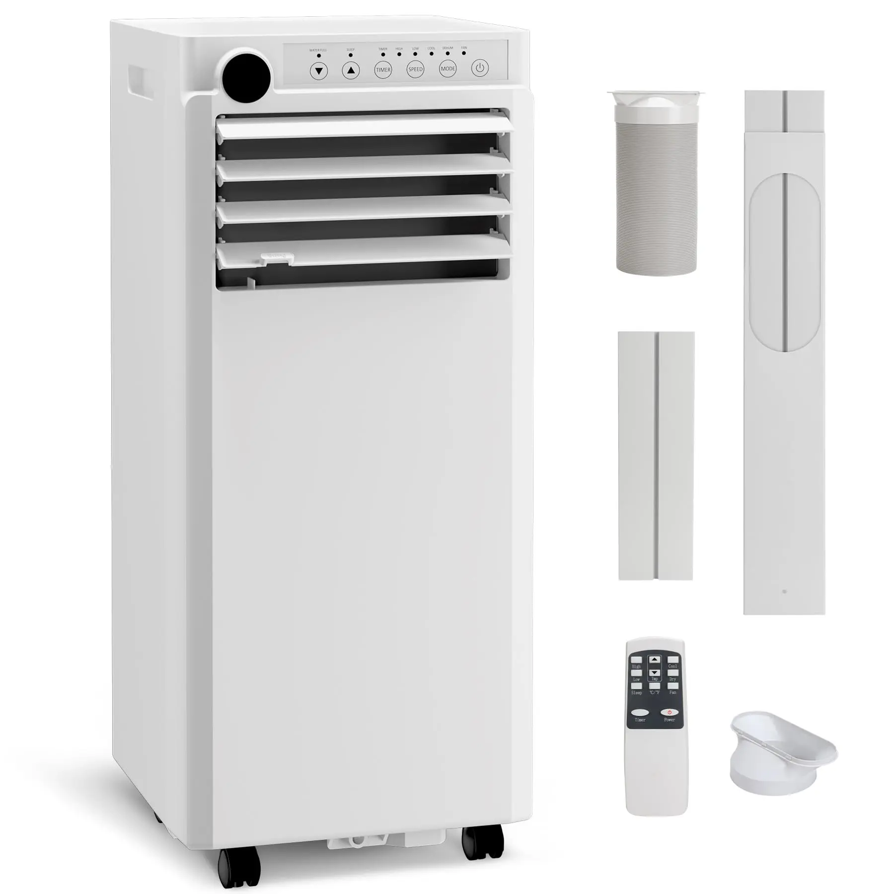 【Garvee】 8000 BTU Portable Air Conditioner - 3-in-1 Cooling, Dehumidifier & Fan - Quiet Operation, Remote, LED Display, 24H Timer, Window Kit - Cools Up to 350 Sq. Ft. - Bedroom, Office, Dorm