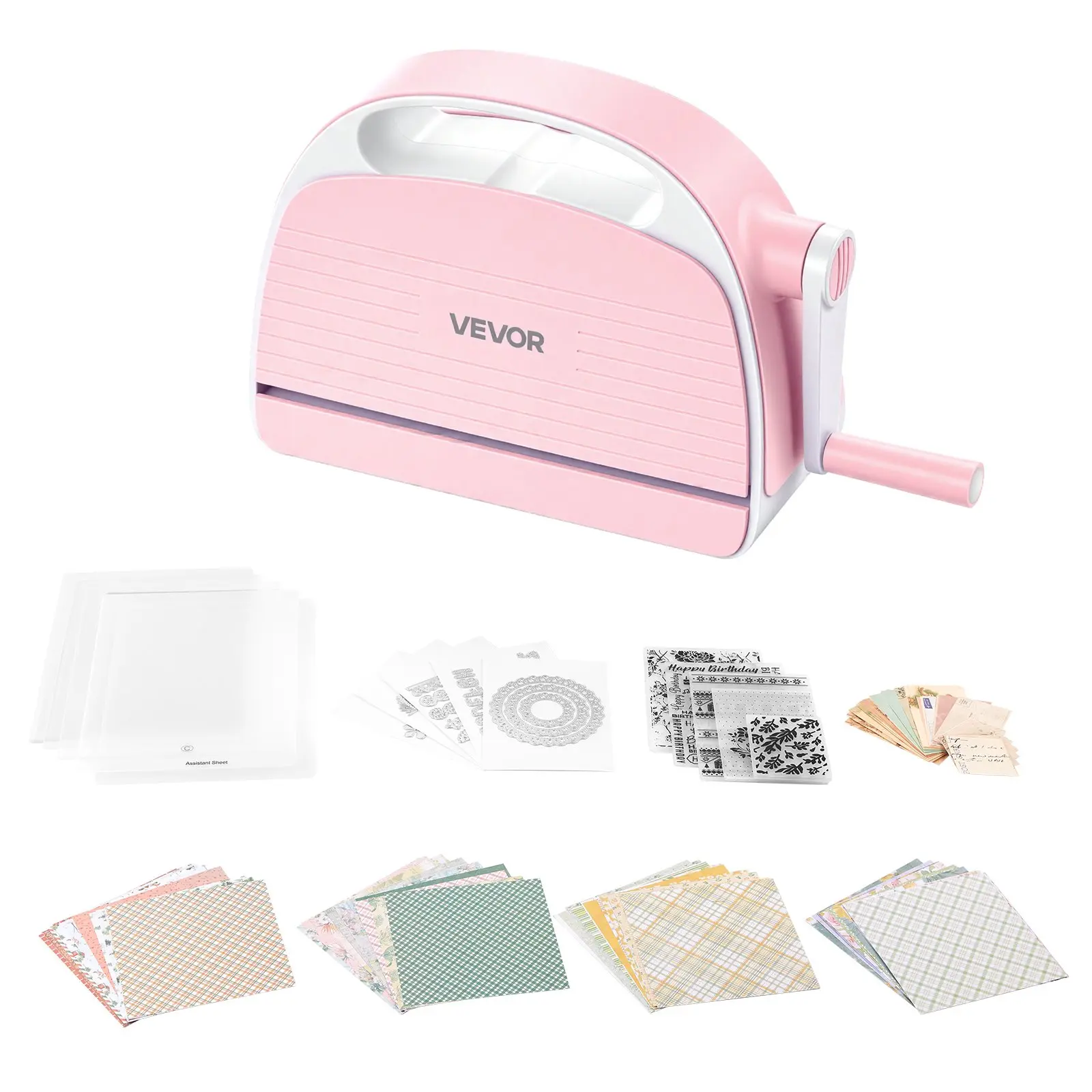 【DealsForYouDays】VEVOR Manual Die Cutting and Embossing Machine, 6" Opening, Portable Die Cut Machine Set with Cutting Dies, Embossing Folders, Paper Sheets, Cutting Plates, for Scrapbooking, Card Making, Crafting